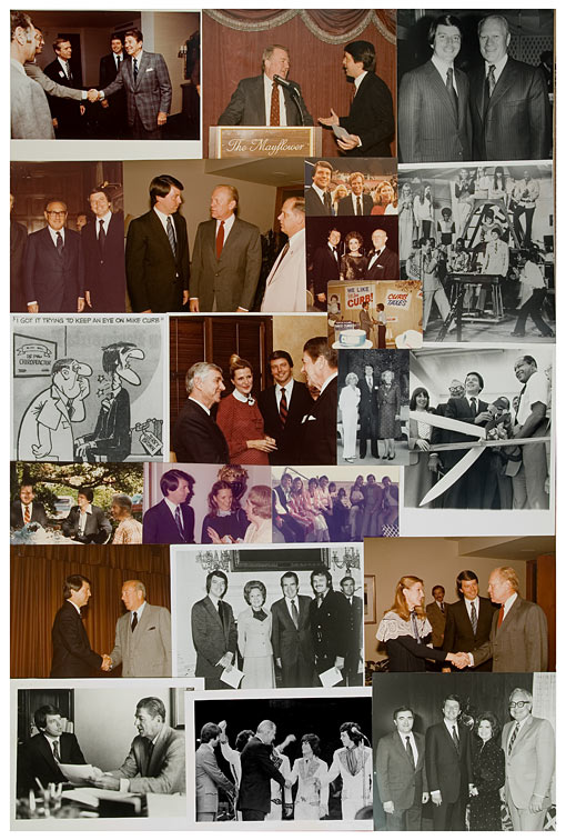 Collages of dozens of photos of Mike Curb's during his political career