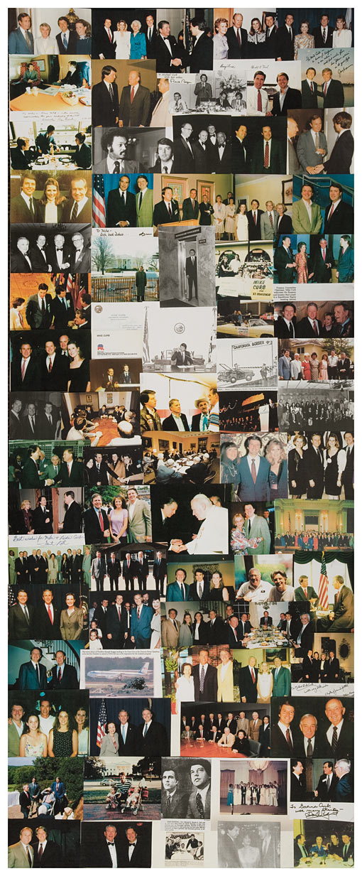 Collages of dozens of photos of Mike Curb's during his political career
