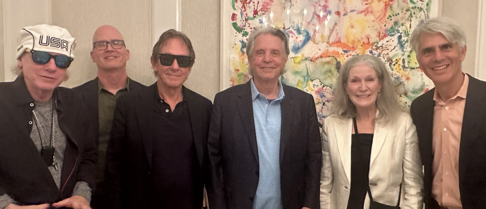 photo of Michael Lloyd, Director of Branca Institute David Kasunic, John Branca, Mike & Linda Curb, Occidental President Tom Stritikus